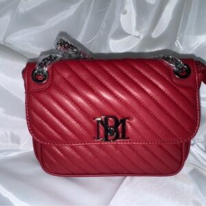 Badgley Mischka Red Quilted Crossbody Bag